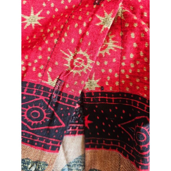 Vintage Boho Chic Camel Print Button-Up Shirt Sz 12 By S.L. Fashions Relaxed Fit - Picture 4 of 12